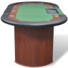 10-Player Poker Table with Dealer Area and Chip Tray Green