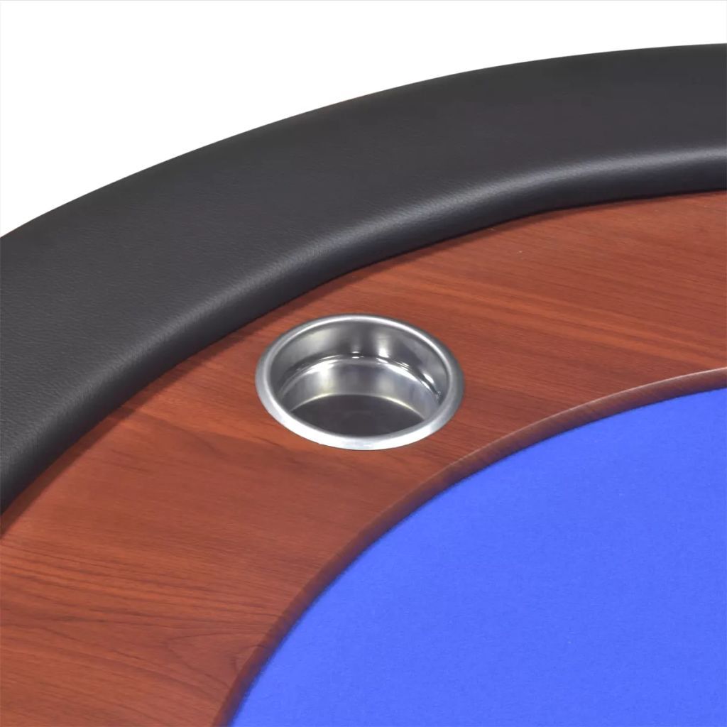 10-Player Poker Table with Dealer Area and Chip Tray Blue
