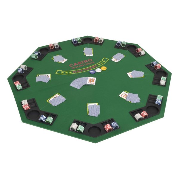8-Player Folding Poker Tabletop 2 Fold Octagonal Green